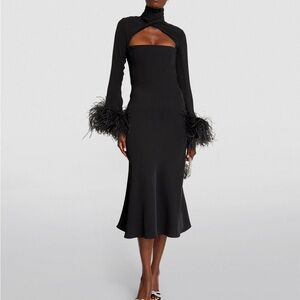16ARLINGTON Feather-Trim Odessa Midi Dress